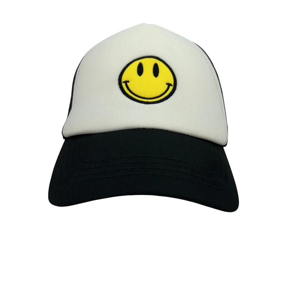 Smiley Face Hat Cap Snap Back Mesh Trucker Adjustable Unisex Retro Iconic
